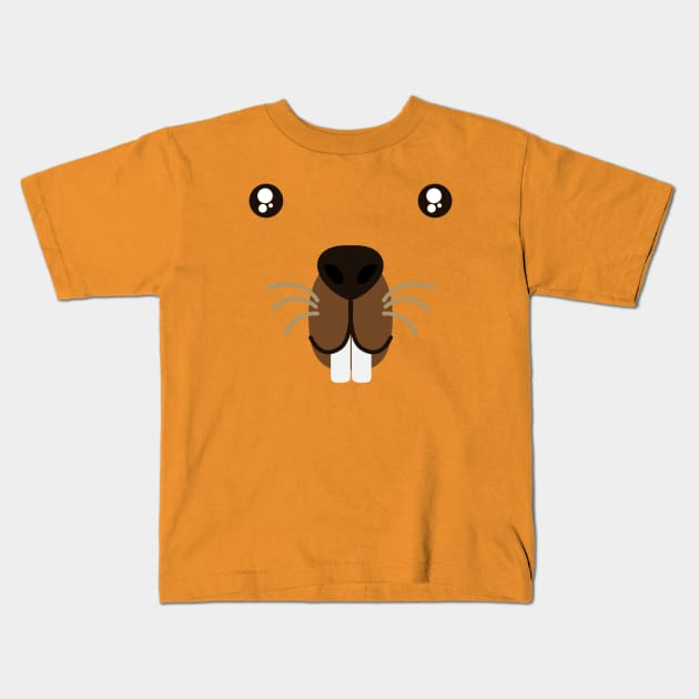 Groundhog Day Beaver Cute Animal Face Costume Kids T-Shirt by FlashMac